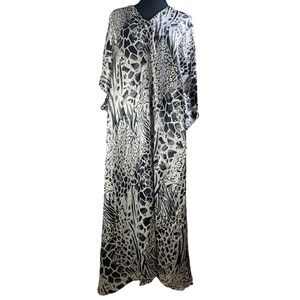 Winlar Women's One Size Fits Most Polyester Kaftan Dress‎ Animal Print